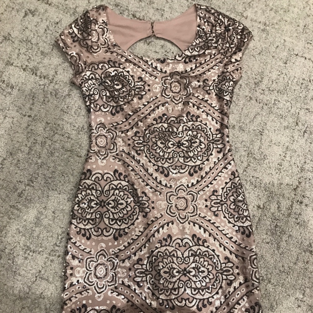 Gold and Black Sequin Pattern Dress